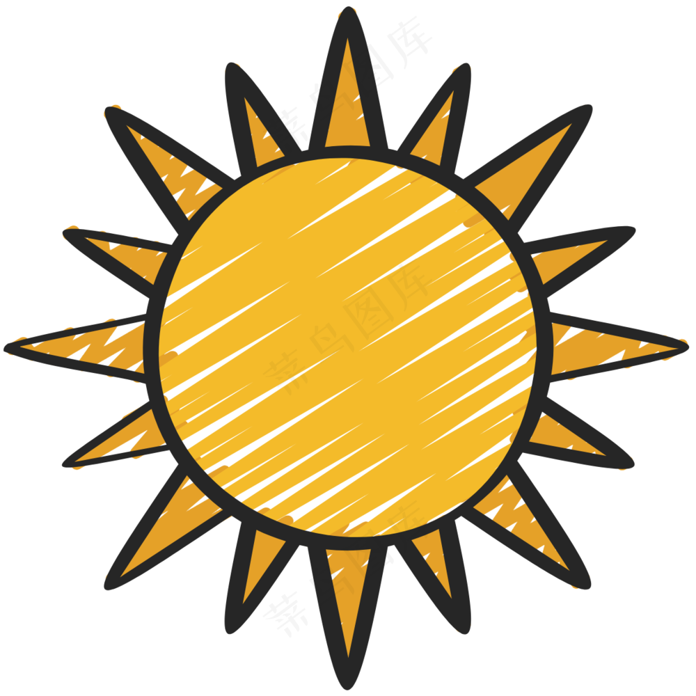 太阳 铅笔手绘图标 icon