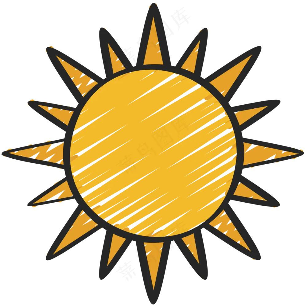 太阳 铅笔手绘图标 icon