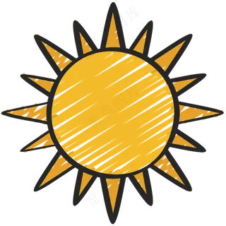 太阳 铅笔手绘图标 icon
