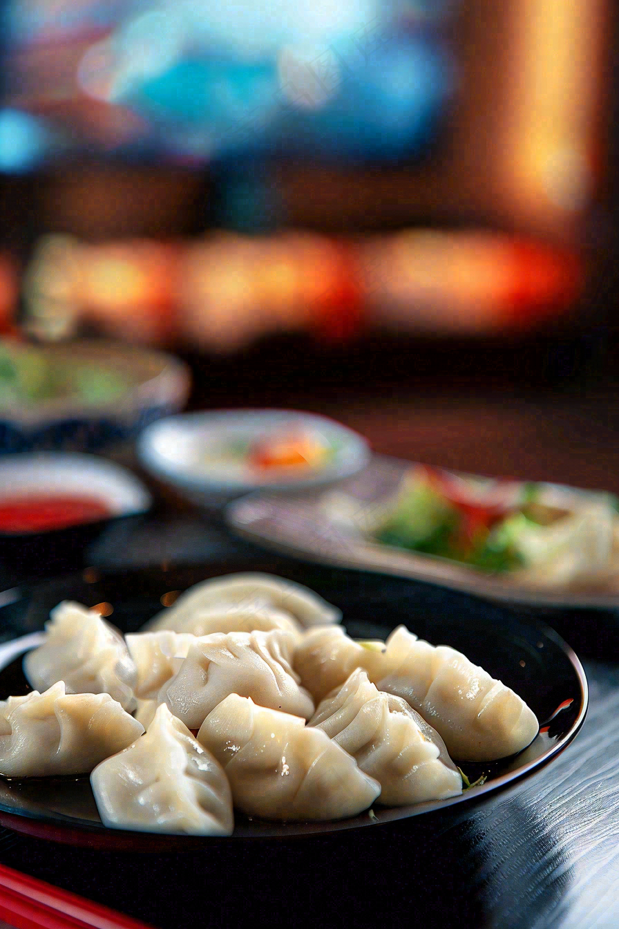 中餐美食饺子食物摄影图背景