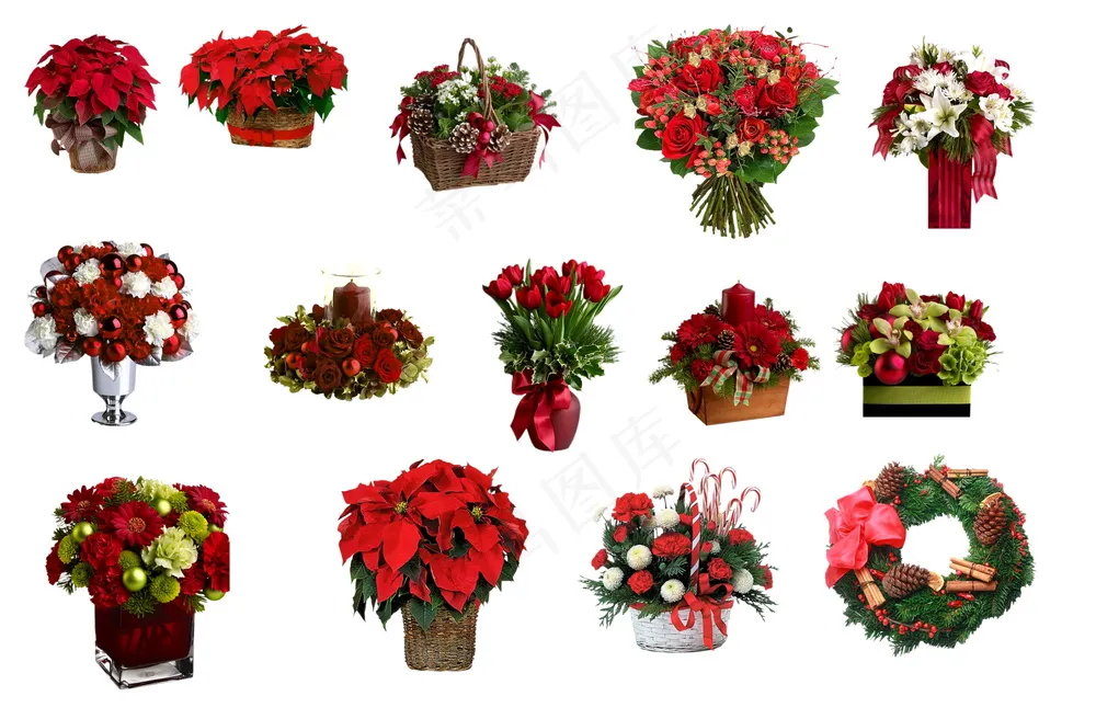 花篮鲜花盆栽素材