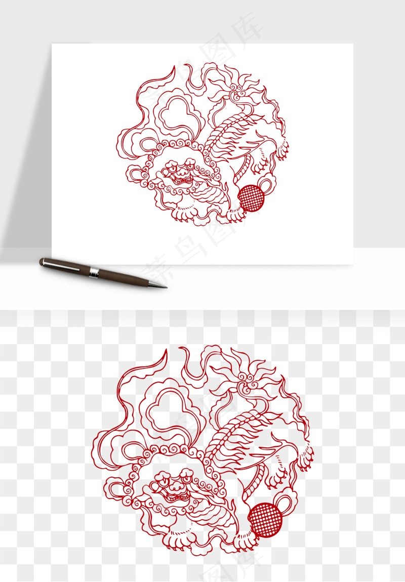 传统窗花剪纸图案png免抠