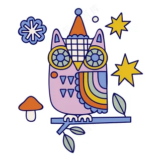 猫头鹰 民族风装饰小元素