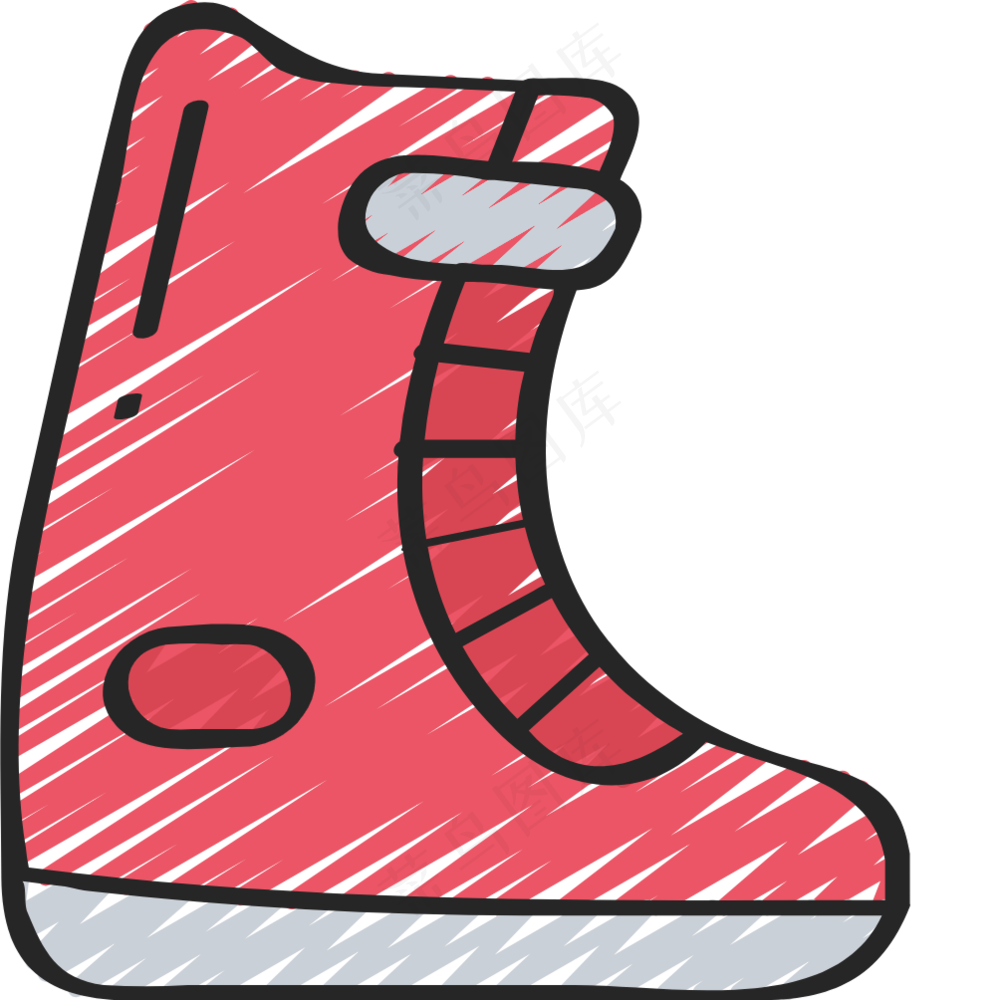 红色靴子 铅笔手绘图标icon