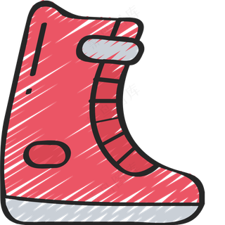 红色靴子 铅笔手绘图标icon