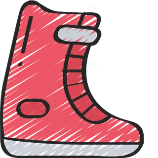 红色靴子 铅笔手绘图标icon