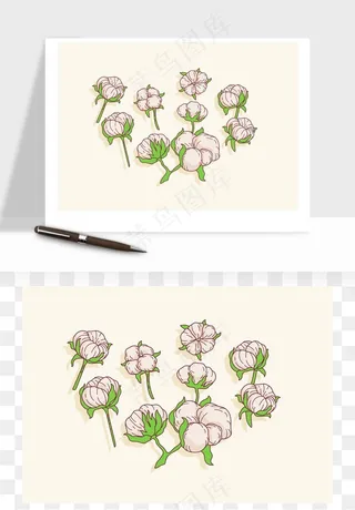 手绘棉花矢量png免抠