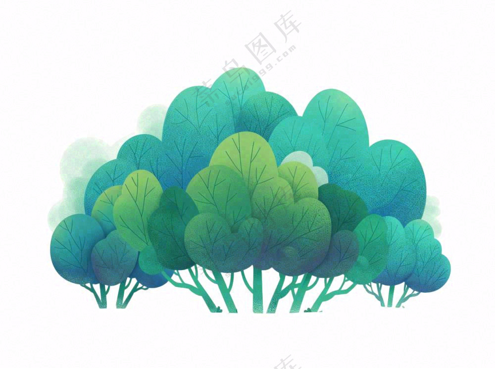 草丛灌木丛绿叶插画免抠