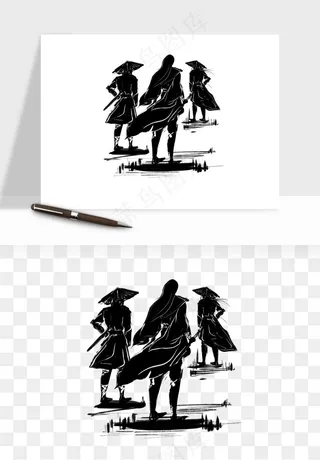 水墨江湖侠客武侠剪影png免抠