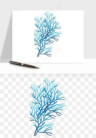 卡通珊瑚海底植物png免抠