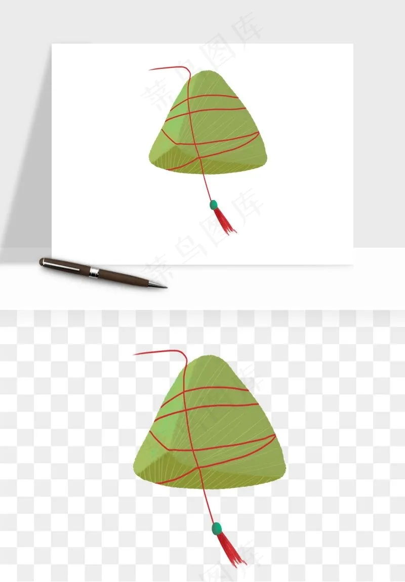 国潮粽子手绘肉粽png免抠