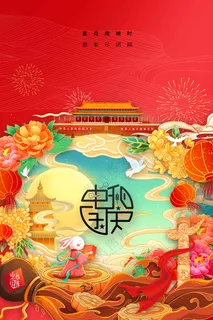 国庆中秋节节日活动宣传海报 国庆中秋节节日活动宣传海报