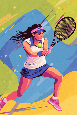 网球少女运动插画背景