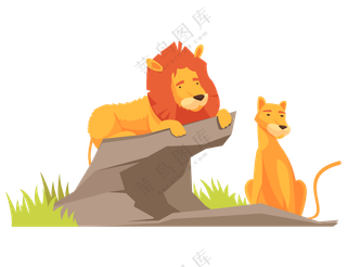 卡通动物狮子