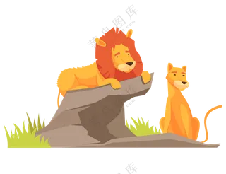 卡通动物狮子