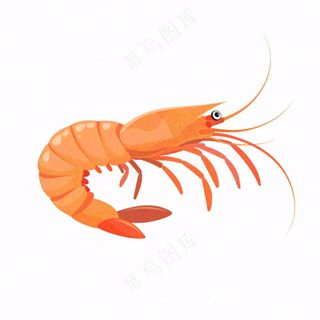 虾基围虾食物海洋卡通插画免抠