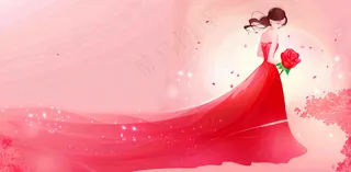粉色花瓣鲜花浪漫唯美妇女节女王女神节情人节插画背景