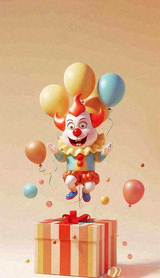 卡通插画马戏团小丑搞怪娱乐快乐表演愚人节插画背景