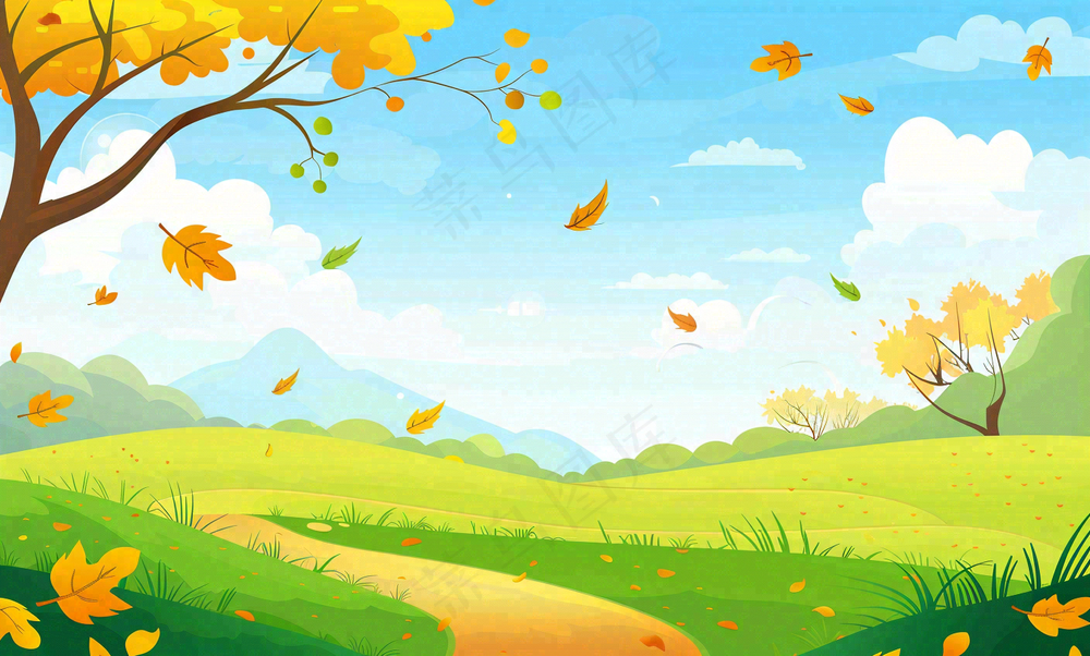 秋天插画风景处暑背景