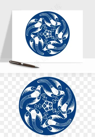 青花瓷花纹花卉图案png免抠