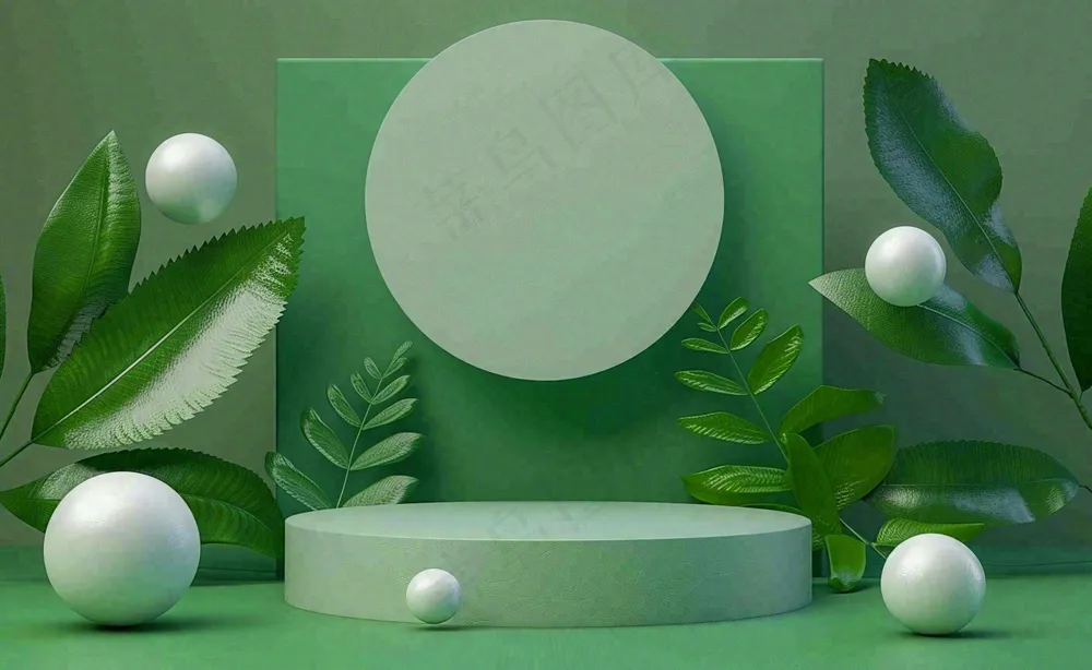 美妆护肤3d展台清新背景