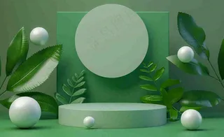 美妆护肤3d展台清新背景