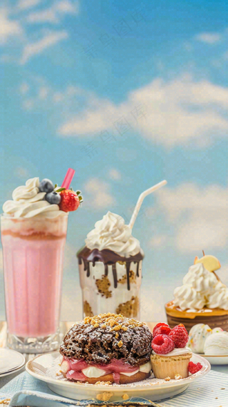 夏日饮品饮料清凉背景