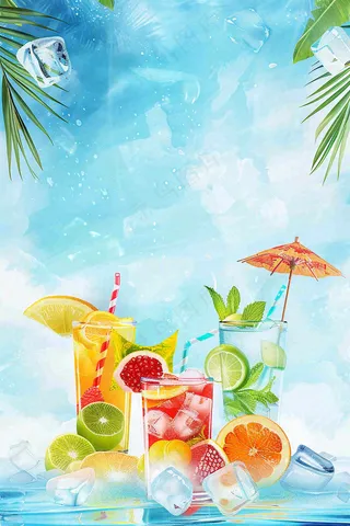 夏日饮品饮料清凉背景