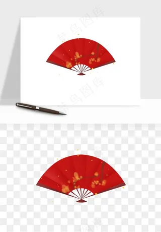 古风扇子元素png免抠