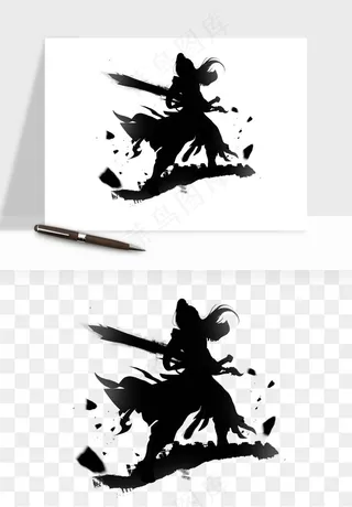 水墨江湖侠客武侠剪影png免抠