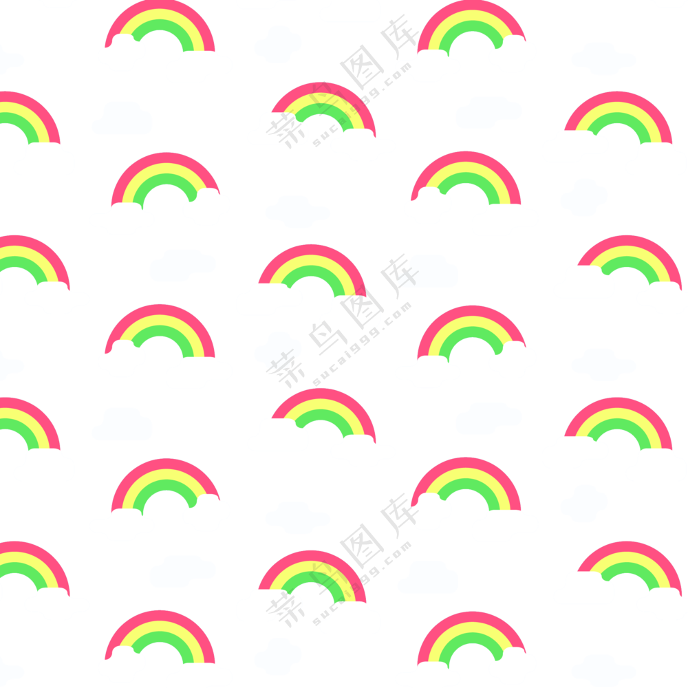 云朵与七色彩虹图案等免抠图片素材