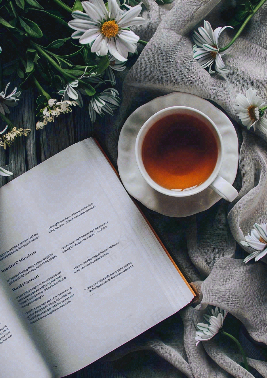 下午茶休闲学习阅读场景世界读书日摄影图