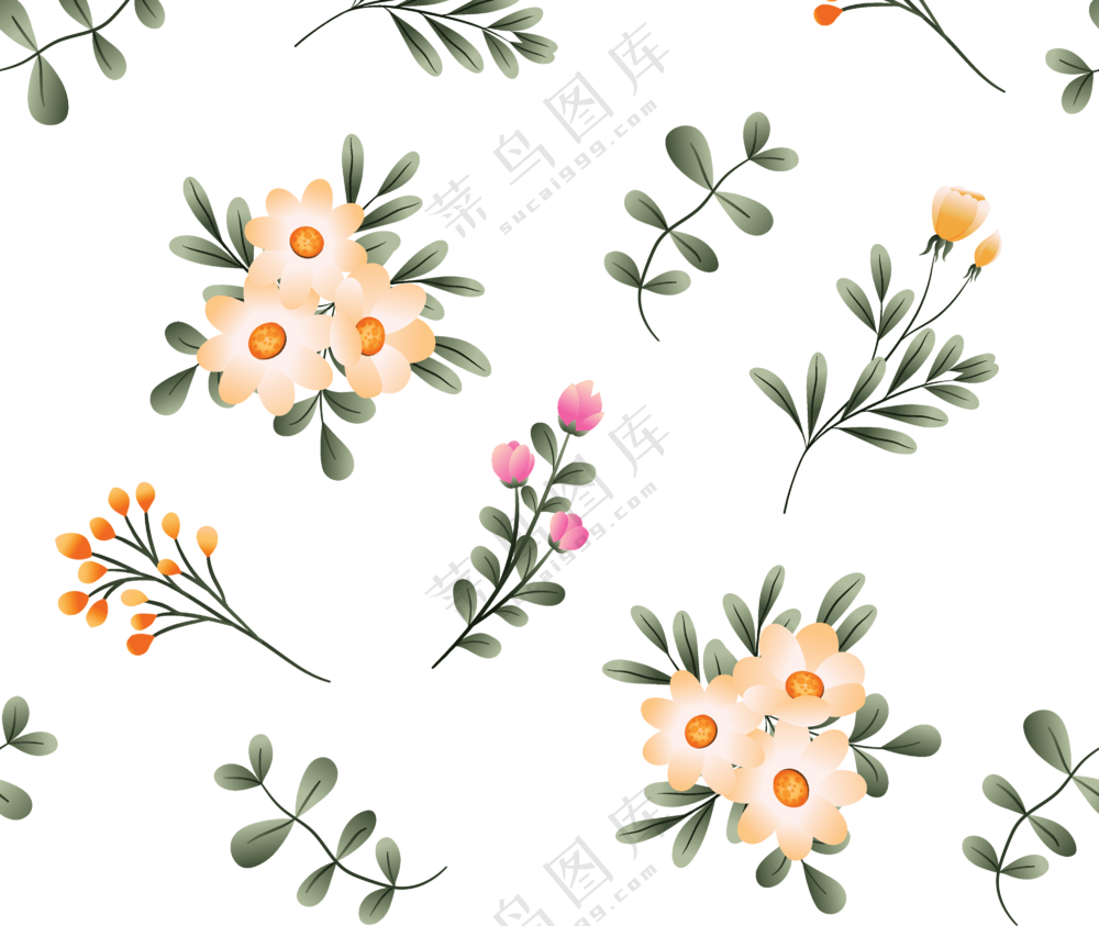 横向拼接效果花朵植物免抠图片素材