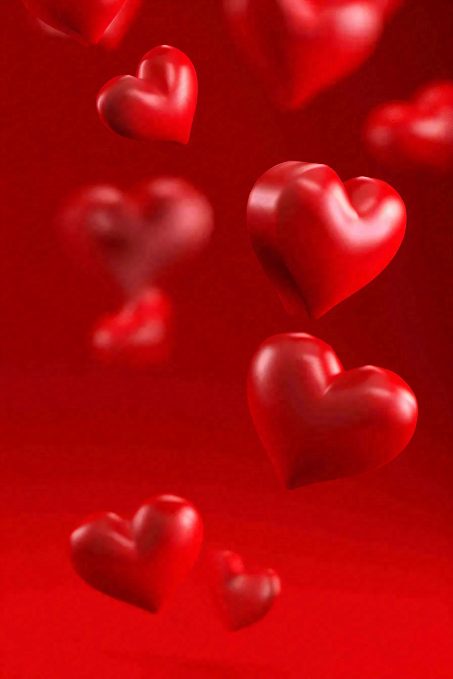 红色爱心浪漫情人节爱情七夕立体插画背景