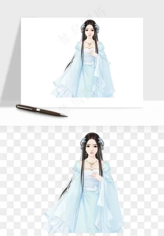 古风美人女子背影png免抠