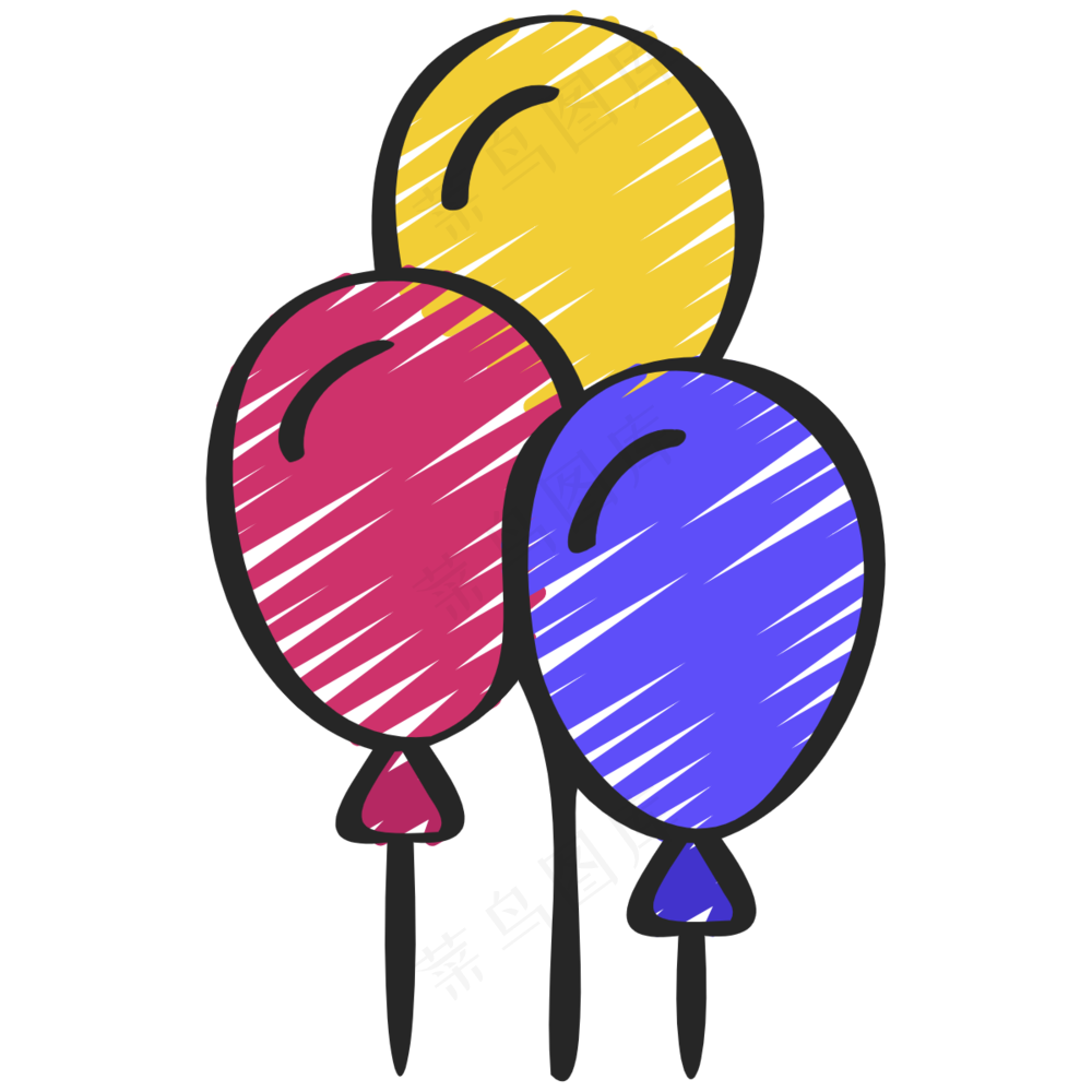 彩色气球 铅笔手绘图标icon