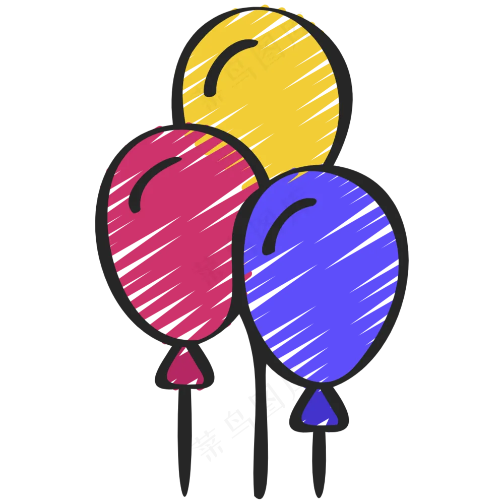 彩色气球 铅笔手绘图标icon