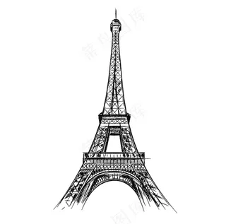 巴黎铁塔线稿EPS矢量图