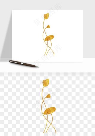 线描荷花莲花线条png免抠