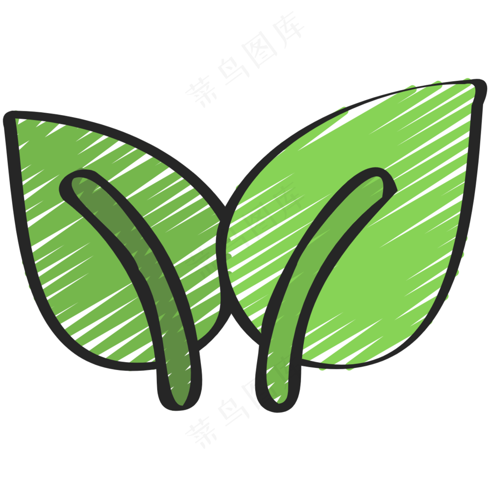 绿色叶子 铅笔手绘图标icon