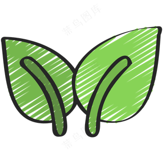 绿色叶子 铅笔手绘图标icon