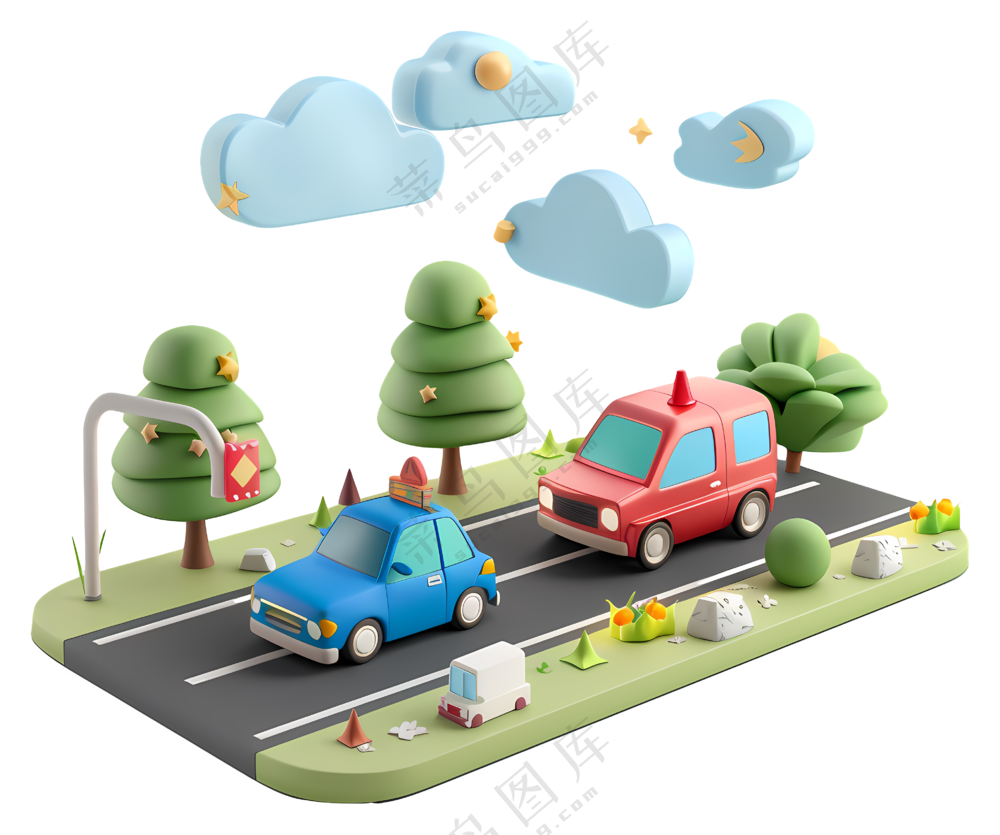 公路上的微型汽车
