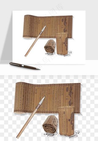 古风竹简卷轴书籍png免抠
