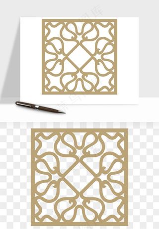 中式镂空古典图案png免抠