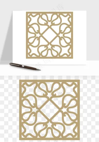 中式镂空古典图案png免抠