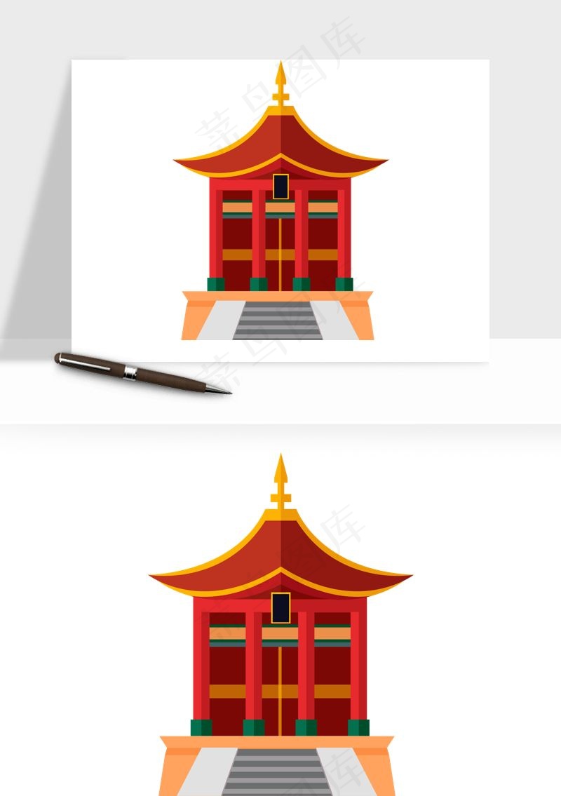 国潮风古建筑古楼古塔鼓楼ai,png免抠图