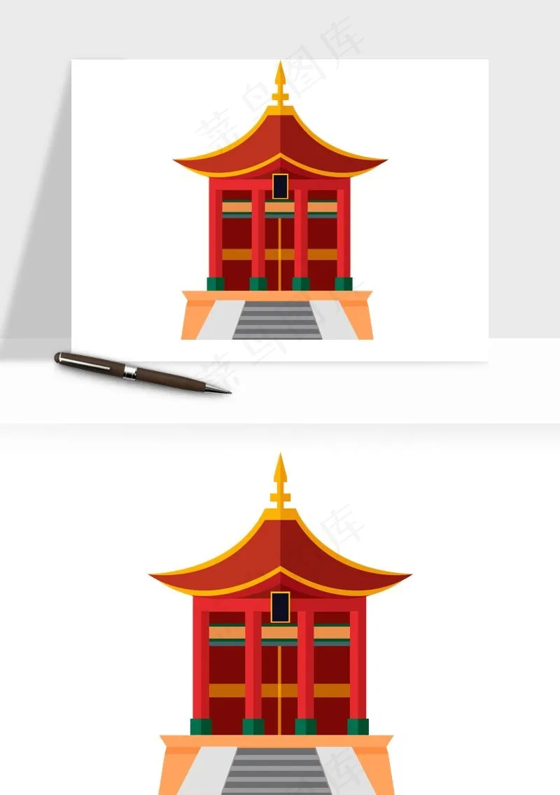 国潮风古建筑古楼古塔鼓楼ai,png免抠图(3072x4107)ai矢量模版下载