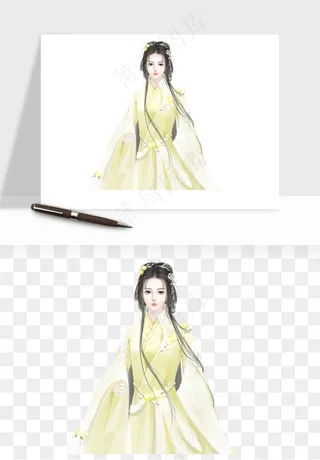 古风美人女子背影png免抠