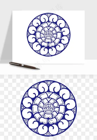 青花瓷花纹花卉图案png免抠