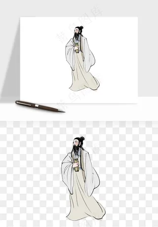 手绘古代诗人文人png免抠